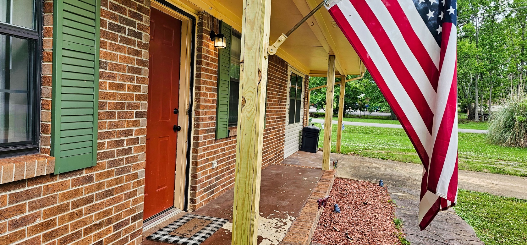 Front porch & flag